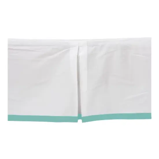 Bacati - White with band on bottom Crib/Toddler Bed Skirt - Mint image {3}