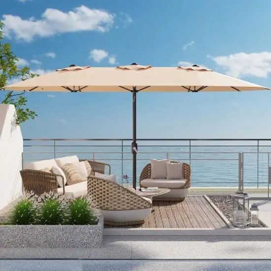 GustoWave Outdoor 13 FT Double-Sided Patio Umbrella for Pool Garden image {3}