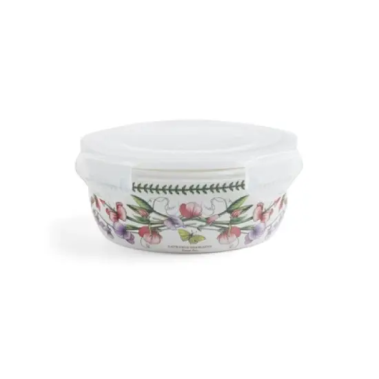 Portmeirion Botanic Garden 6.5-Inch Round Storage Container with Lid - Airtight & Snap-Locking Seal, Microwave, Oven, Dishwasher Safe image {4}