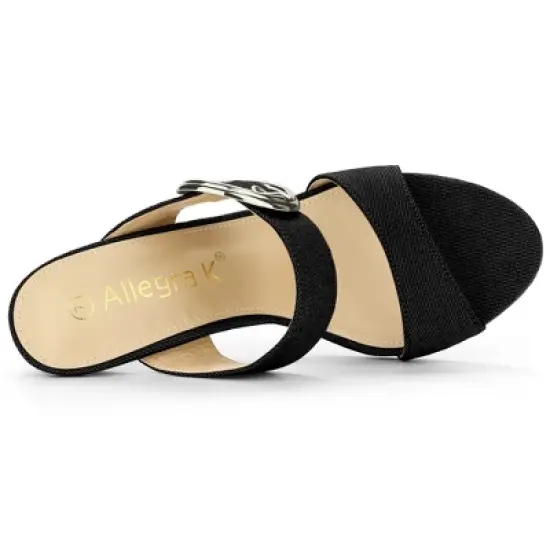 Allegra K Women's Buckle Stiletto Heels Slide Sandals image {4}