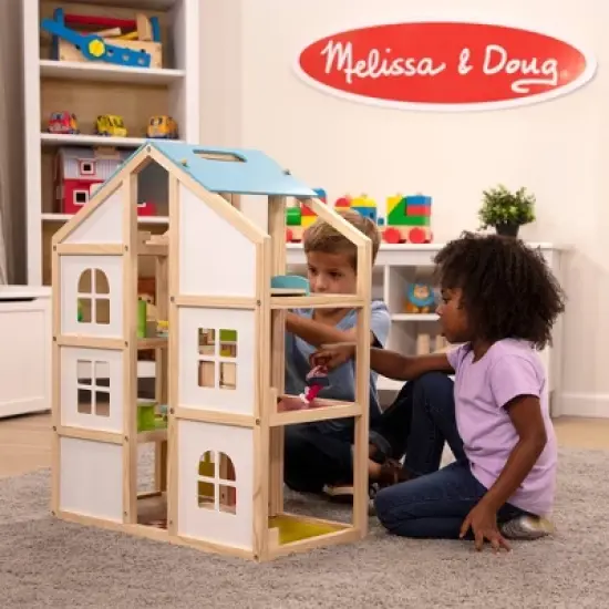 Melissa & Doug Hi-Rise Wooden Dollhouse with Furniture, Garage and Working Elevator image {6}