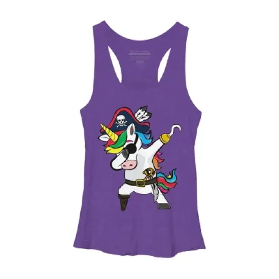 Women's Design By Humans Dabbing Dance Pirate Unicorn Gifts Funny Halloween Costume Gift By lukesstore Racerback Tank Top image {7}