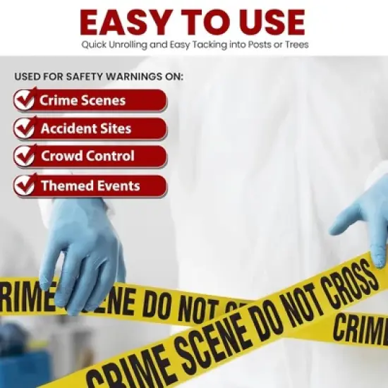 Pyle 4-Pack Crime Scene Do Not Cross Tape - 656 ft. Roll, UV-Resistant Polyethylene Warning Tape (PCSCTX4) image {4}