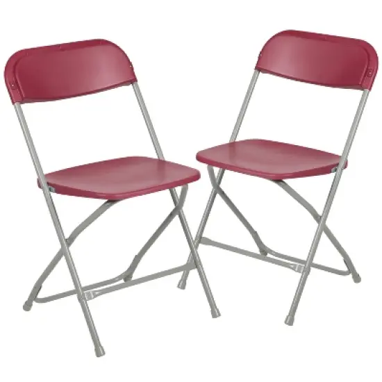 Emma and Oliver Set of 2 Stackable Folding Plastic Chairs - 650 LB Weight Capacity image {16}