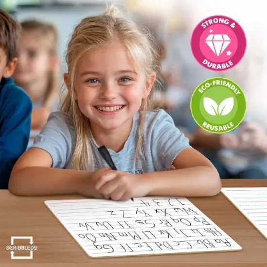 SCRIBBLEDO Ruled Lined Dry Erase Board 9"x12" Pack of 10 image {6}