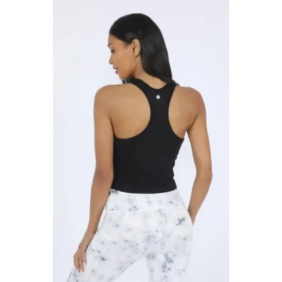 90 Degree By Reflex - Women's Ribbed Cropped Tank Top with Padded Inside Bra image {3}