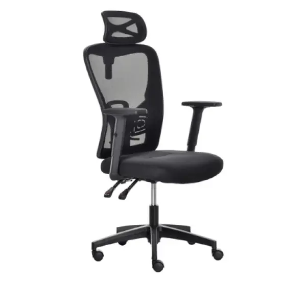 Vinsetto High Back Ergonomic Home Office Chair, Mesh Task Chair with Lumbar Back Support, Reclining Function, Adjustable Headrest, Arms, Black image {3}