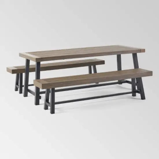 Carlisle 3pc Acacia Wood Picnic Dining Set - Christopher Knight Home image {1}
