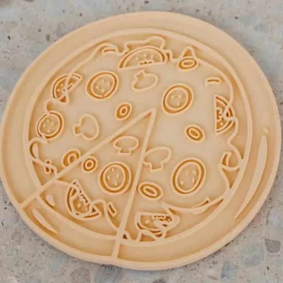 Dexypaws Enrichment Lick Mat: Pup-peroni Pizza - Grooved Silicone image {1}