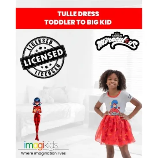Miraculous Ladybug Rena Rouge Girls Tulle Dress Toddler to Big Kid image {3}