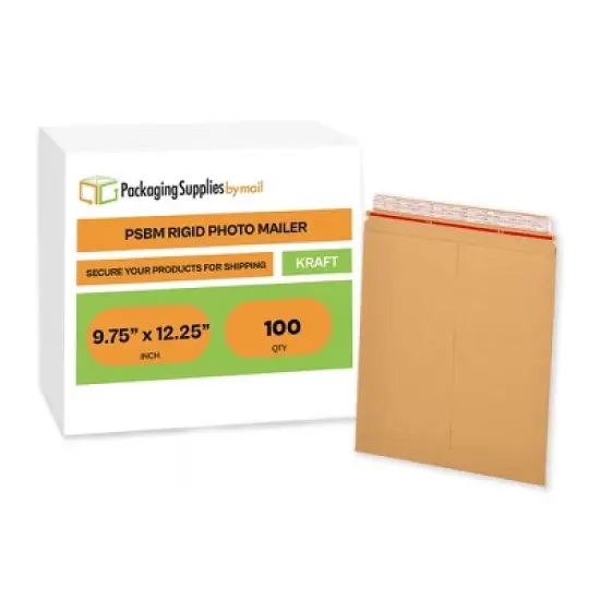 PSBM 100 Pieces 9.75" x 12.25" Kraft Rigid Photo Document Mailers Cardboard Envelopes image {6}