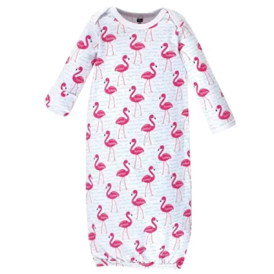 Hudson Baby Infant Girl Cotton Gowns, Bright Pink Flamingo image {2}