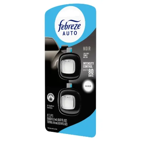 Febreze 2ct Car Auto Noirs: Phthalate-Free Car Freshener, Adjustable Scent, Vent Clips, Disposable, Oil-Based image {10}