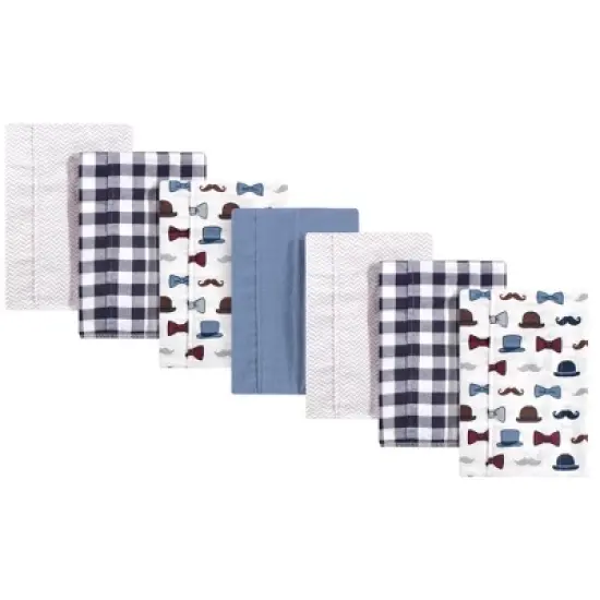 Little Treasure Baby Boy Cotton Flannel Burp Cloths 7pk, Handsome Fella, One Size image {1}