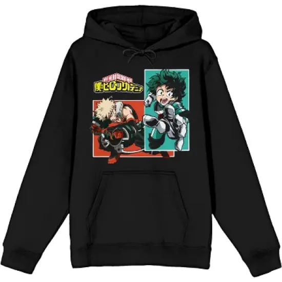 My Hero Academia Deku and Bakugo Panels Men's Black Graphic Hoodie image {3}