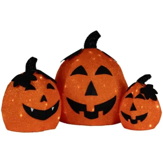 Northlight LED Lighted Jack O' Lantern Outdoor Halloween Decorations - Warm White - Set of 3 image {5}