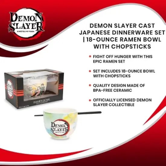 Surreal Entertainment Demon Slayer Cast Dinnerware Set | 18-Ounce Ramen Bowl with Chopsticks image {6}