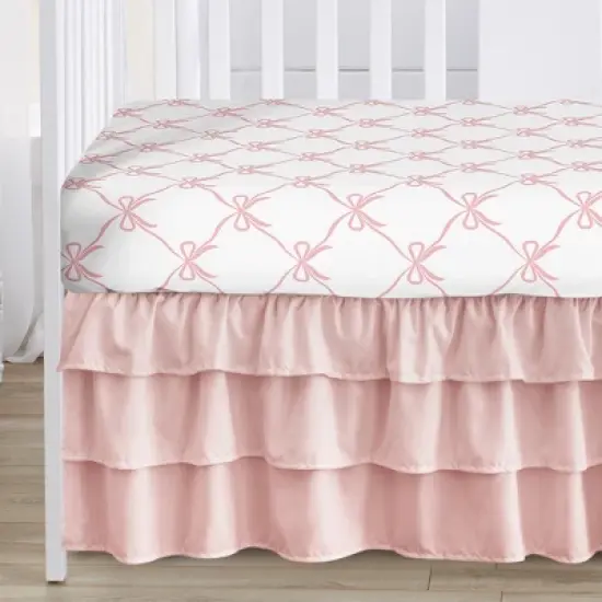 Sweet Jojo Designs Girl Baby Crib Bedding Set - Ballerina and Ballet Bows Pink and White 4pc image {5}