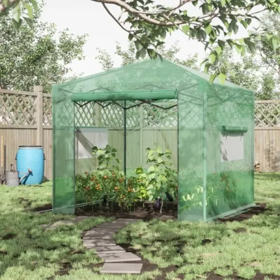 OutsunnyPortable Pop-up Walk-in Greenhouse with Roll-up Door image {2}
