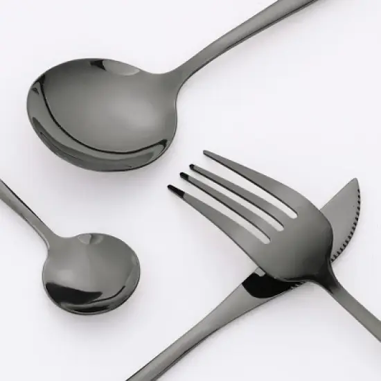 REGALWOVEN 20 Pcs Stainless Steel Mirror Polished Comfortable Handle Serving Sets image {2}