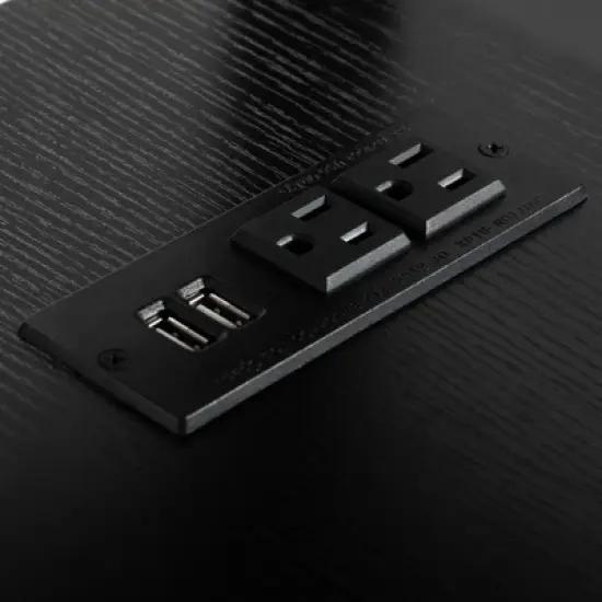 Resenkos End Table with Charging Station, Narrow Sofa Side Table, Wooden Nightstand, Bedroom Living Room Furniture, Black, Small Night Stands image {7}