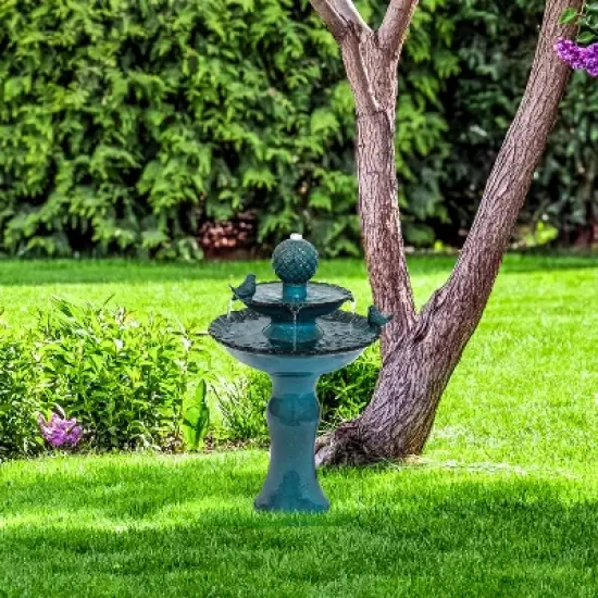 Sunnydaze 27"H Electric Ceramic 2-Tier Resting Birds Outdoor Water Fountain image {15}