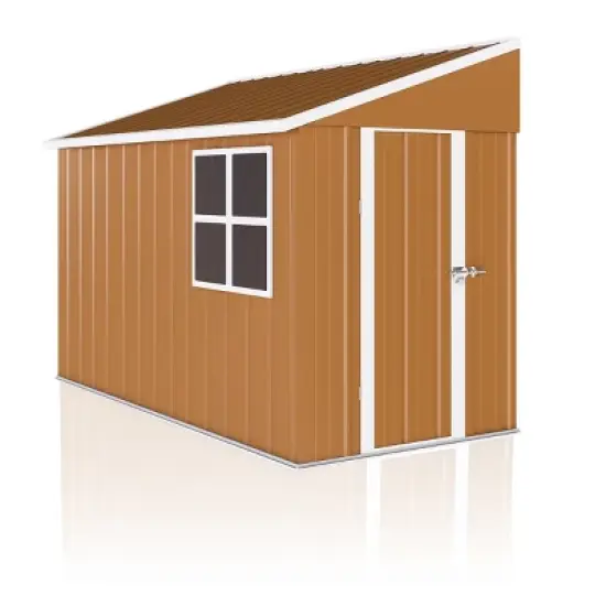 8x4 FT Heavy-Duty Metal Outdoor Storage Shed with Windows, All-Weather Small Garden Tool Shed for Backyard or Lawn &ndash; Cuddlewood image {5}