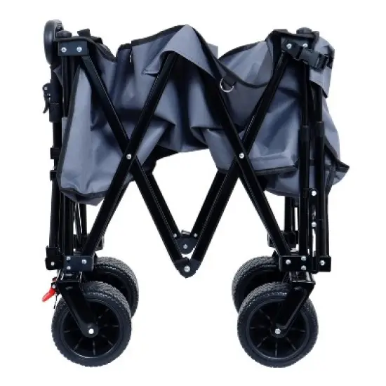 INFURNIC Wheelbarrows And Lawn Carts Collapsible Folding Wagon, Foldable Beach Wagon Garden Cart For Garden, Gray, 46.85"*22.05"*41.34" image {3}