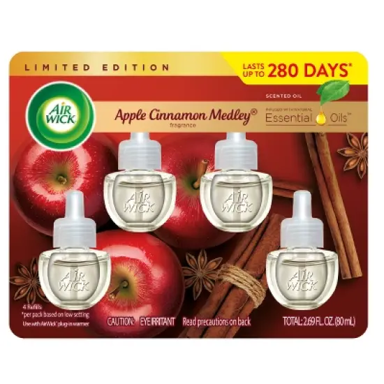 Air Wick Plug-in Scented Oil Air Freshener Refills - Apple Cinnamon Medley - 4pk image {1}