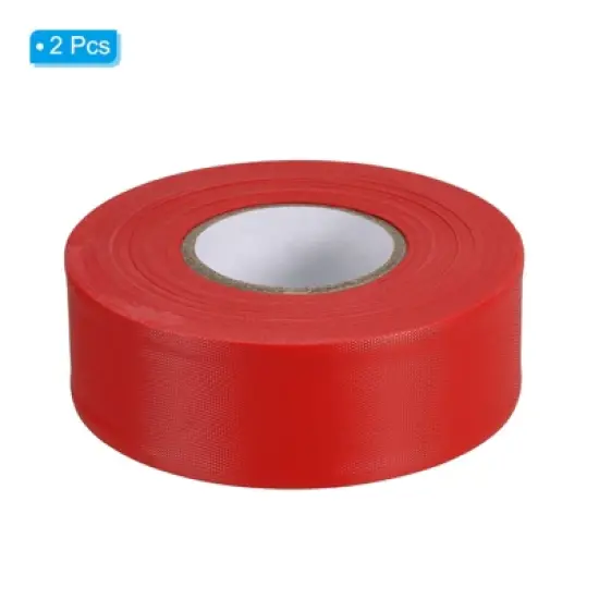 Unique Bargains PVC Non-Adhesive Flagging Tapes for Trail Outdoor 2 Pcs Red 1-1/5" x 147 ft image {2}