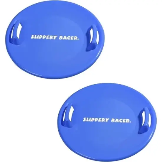 Slippery Racer Heavy-Duty Cold Resistant Downhill Pro Adults and Kids Plastic Outdoor Winter Saucer Disc Snow Sled with Handles (2 Pack) image {8}