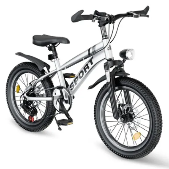Gulches 24 Inch Kids Mountain Bike for Boys & Girls Ages 7-12&pound;&not; 7-Speed Gears, Dual Disc Brakes，Silver image {6}