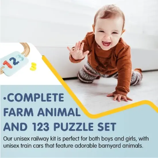 Leo & Friends Wooden Railway 123 Puzzle and Bead Set 18-Pieces image {4}