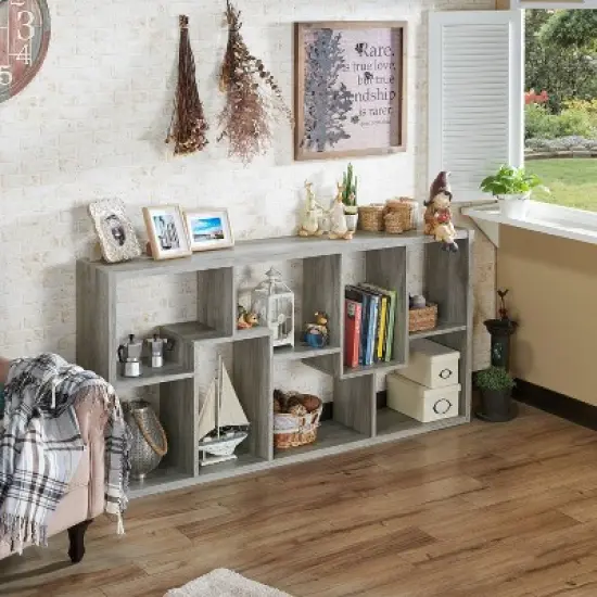 70.98" Crusiton Versatile Bookcase Vintage Gray Oak - miBasics image {3}