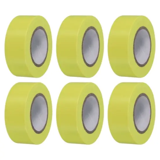Unique Bargains PVC Non-Adhesive Flagging Tape for Tree Survey Boundaries 6 Pcs image {9}
