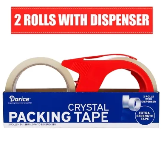 Darice Packing Tape with Dispenser, Heavy-Duty 2 Pack Packaging Tape image {1}