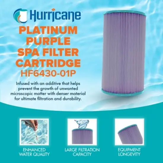 Hurricane 3 Pack HF6430-01P Platinum Purple Spa Filter Cartridge Replacement for PWK30, Unicel C-6430, Filbur FC-3915, Watkins Hot Spring Spas image {1}