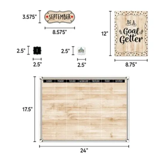 Creative Teaching Press&reg; Black, White, and Wood Calendar Set Bulletin Board Set, 87 Pieces image {2}