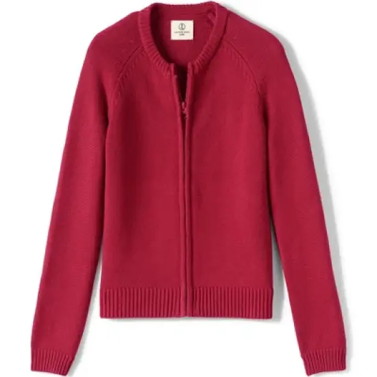 Lands' End School Uniform Girls Cotton Modal Zip-front Cardigan Sweater image {6}