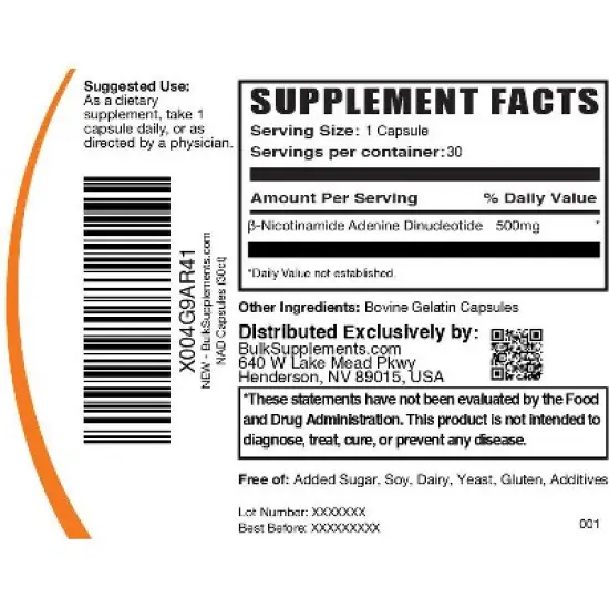 BulkSupplements Nicotinamide Adenine Dinucleotide (NAD) Capsules image {4}