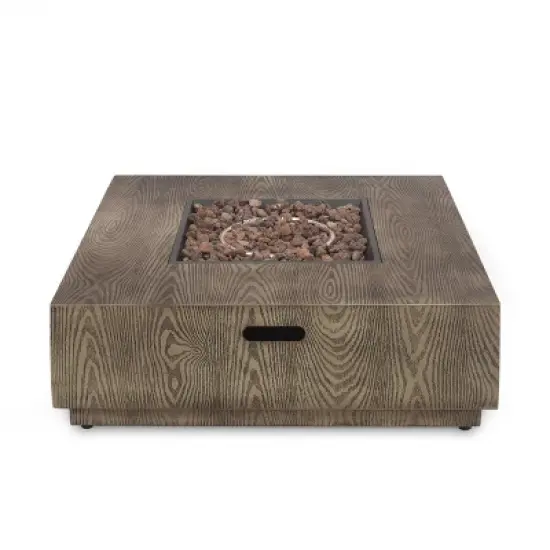 Wellington Outdoor 40000 BTU Square Fire Pit Brown - Christopher Knight Home image {6}