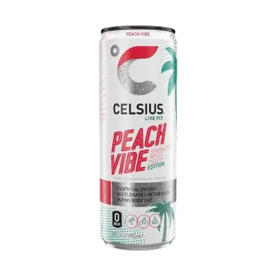 CELSIUS Sparkling Peach Vibe Functional Energy Drink - 12 fl oz Single Can image {4}