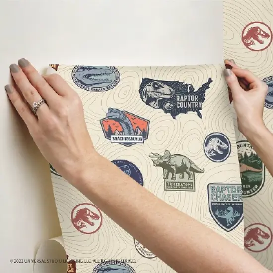 Jurassic World Badges Peel & Stick Wallpaper Beige - RoomMates image {4}