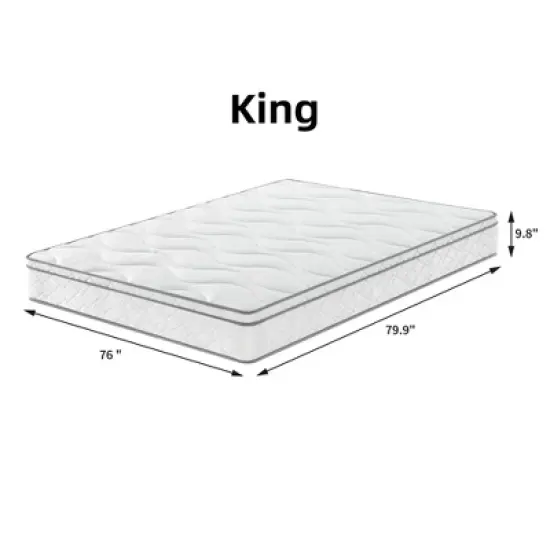 Wooakway King Size 79.9" L 76" W 10" H Hybrid Mattress in a Box with Gel Memory Foam Individually Wrapped Pocket Coils Innerspring image {3}