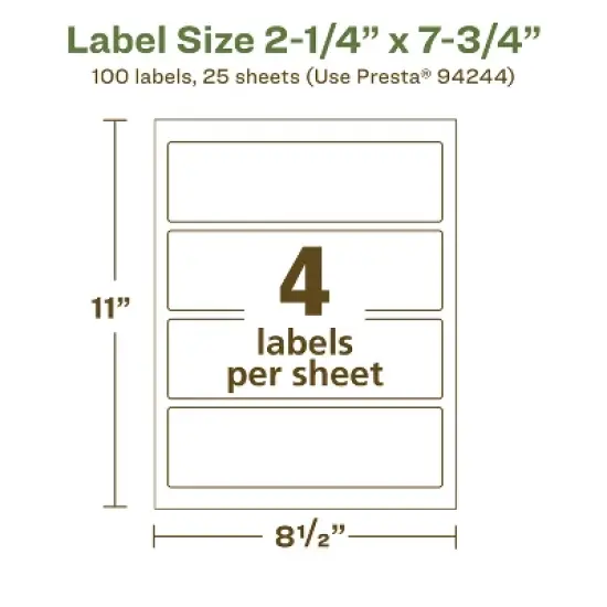 Avery Recycled Matte White Labels,  2-1/4" x 7-3/4" Rectangle image {4}