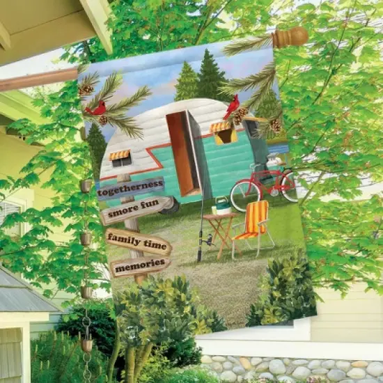 Woodsy Camper Summer House Flag Campsite 28" x 40" Briarwood Lane image {2}