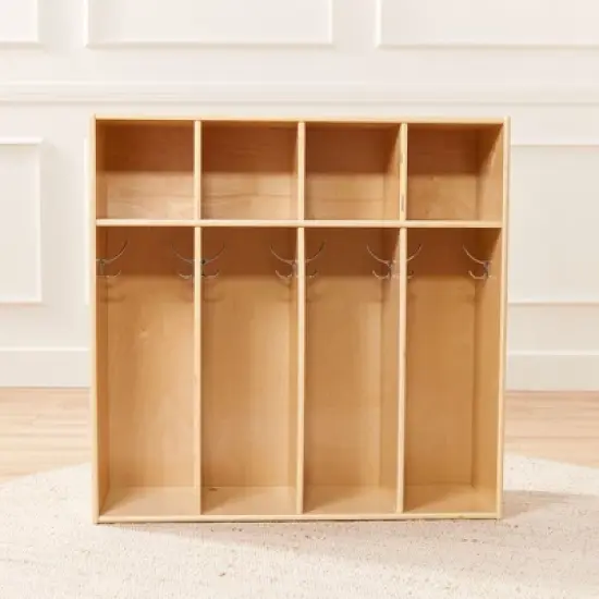 ECR4Kids Streamline 4-Section Coat Locker, Toddler Size, Kids Furniture, Natural image {7}
