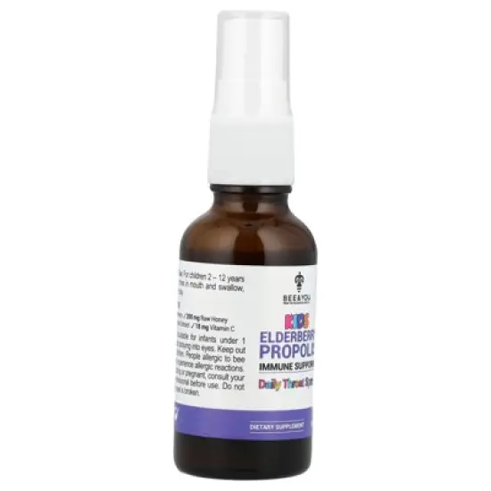 Bee & You Kids Elderberry Propolis Daily Throat Spray, 1 fl oz (30 ml) image {3}