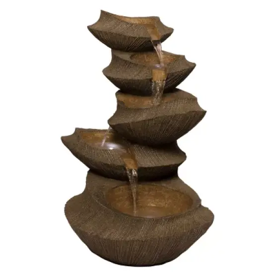 31" Cascading Outdoor Fountain with LED Lights Brown - Alpine Corporation image {2}