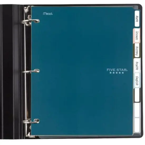 8ct Mead Five Star 3-hole Punched Color Pop Reversible Tab Divider Set: Multicolor Polypropylene Filing Accessories image {2}